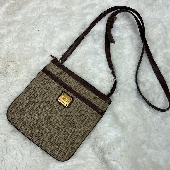 Lauren Ralph Lauren Signature Logo Canvas Crossbody Bag Authentic - Picture 1 of 13